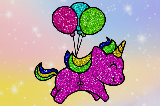 Image Coloring Book Glittered Unicorns
